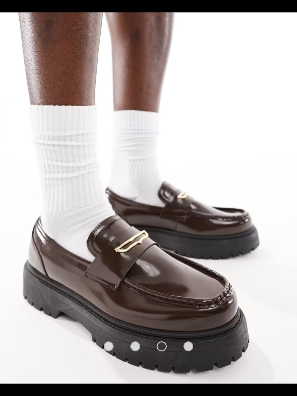 ASOS DESIGN chunky loafers in brown faux leather